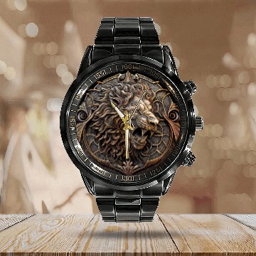 Discover Angry Lion Calendar Steel Band Watch