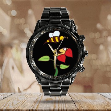 Discover bee flower amazon Calendar Steel Band Watch