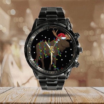 Discover Moose Christmas Scandinavia Animal Calendar Steel Band Watch