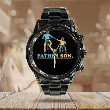 Discover Father Son, Riding Partners For Life 2 Calendar Steel Band Watch