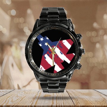 Discover F-35 Lightning Military American Painted Flag Jet Calendar Steel Band Watch