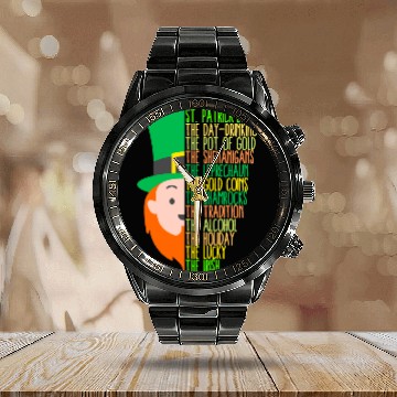 Discover St Patrick's Day Drinking Shenanigans Irish Calendar Steel Band Watch