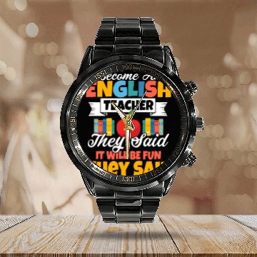 Discover Become An English Teacher Grammar Language Calendar Steel Band Watch