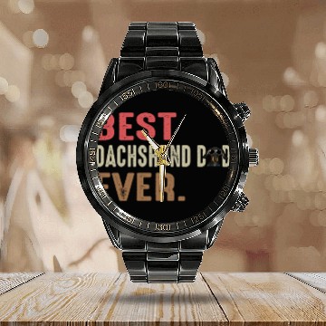 Discover Best Dachshund Dad Ever Calendar Steel Band Watch