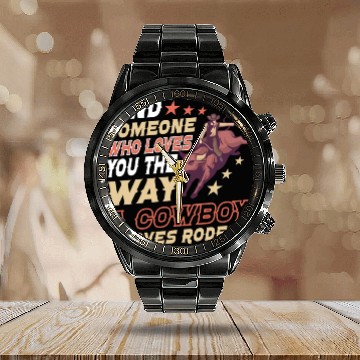 Discover Rodeo Bull Riding Livestock Show Farmer Cattle Calendar Steel Band Watch