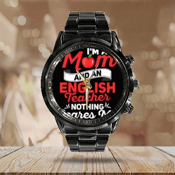 Discover I'm A Mom And An English Teacher Grammar Calendar Steel Band Watch