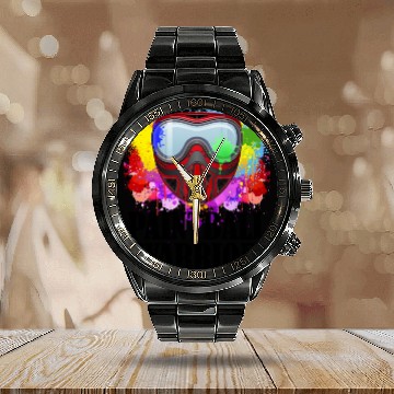 Discover Paintball Warrior Mask Squad Paintballer Air Gun Calendar Steel Band Watch