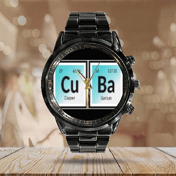 Discover Cuba | Periodic Table of Elements Calendar Steel Band Watch