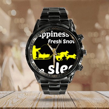 Discover Husky Sledding Sled Dog Racing Alaskan Racers Calendar Steel Band Watch