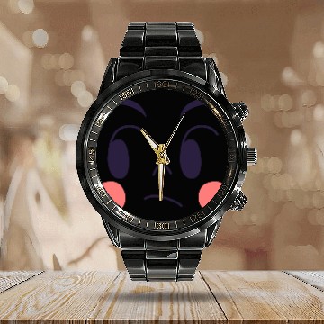 Discover jaded expression of cartoon emotion face Calendar Steel Band Watch