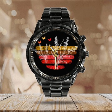 Discover Beautiful flowers and butterflies - cool design Calendar Steel Band Watch