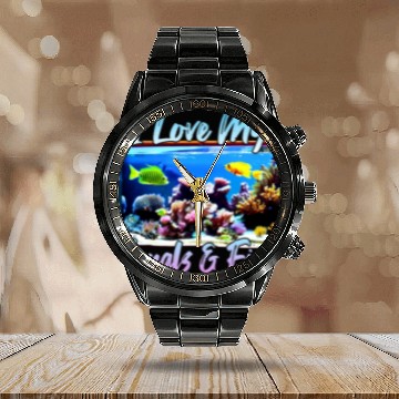 Discover Saltwater aquarium coral fish Calendar Steel Band Watch