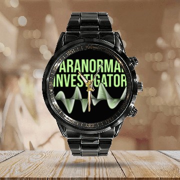 Discover Ghost Hunting Paranormal Investigator Calendar Steel Band Watch