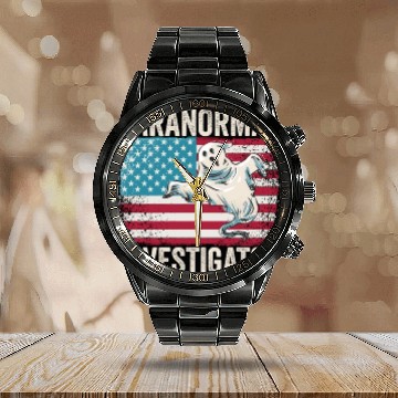 Discover Ghost Hunting Paranormal Investigator Calendar Steel Band Watch