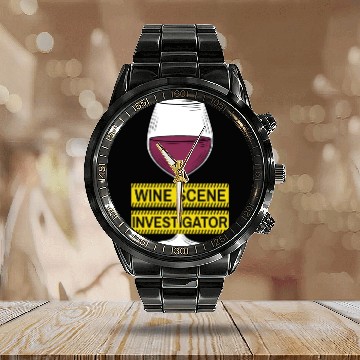 Discover Wine Scene Investigator True Crime Lover Calendar Steel Band Watch