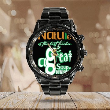 Discover Nature is The Best Teacher Calendar Steel Band Watch