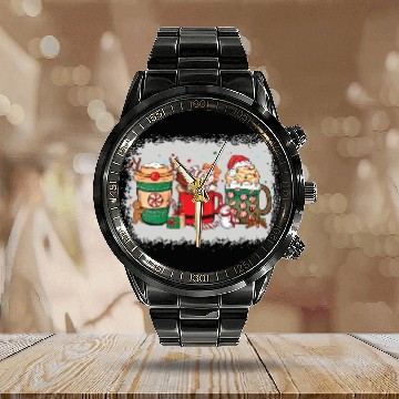Discover Christmas Hot Chocolate Cup Calendar Steel Band Watch