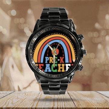 Discover Pre-K Teacher 100th Day Of School Education Calendar Steel Band Watch