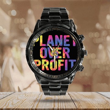 Discover Planet Over Profit Calendar Steel Band Watch