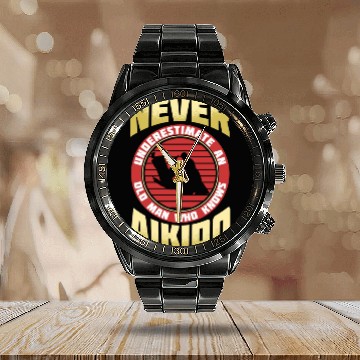 Discover Aikido Old Man Japan Taekwondo Karate Martial Arts Calendar Steel Band Watch