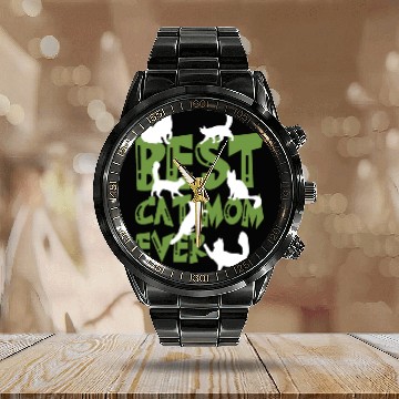 Discover Best Cat Mom Ever Animal Lover Moms Cat Lover Mom Calendar Steel Band Watch