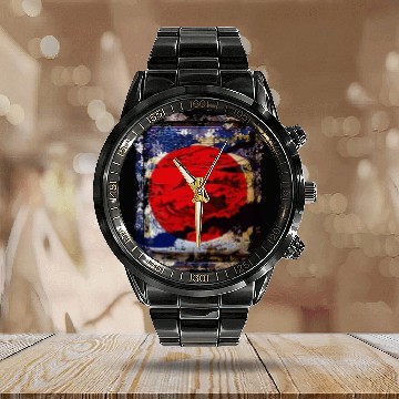 Discover Japan Flag Red Circle Blue Mountain Collage Art 74 Calendar Steel Band Watch