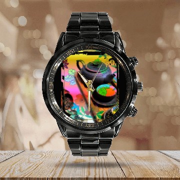 Discover Japan Tea Ceremony Collage Art 99 Calendar Steel Band Watch