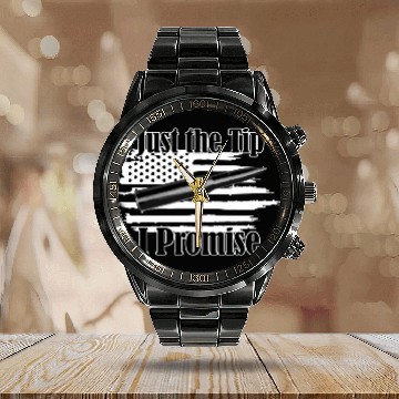 Discover Just The Tip I Promise Bullet On Distressed Flag Calendar Steel Band Watch
