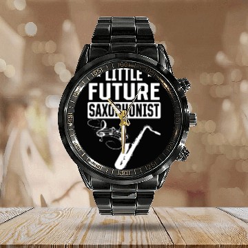 Discover Newborn Saxophonist - Little Future Saxophonist Calendar Steel Band Watch