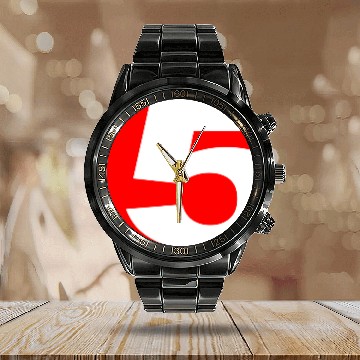 Discover NUMBER 5 RED Calendar Steel Band Watch