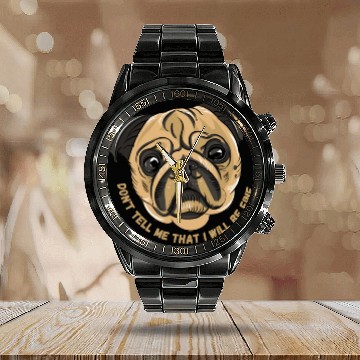 Discover sad dog, bull dog Calendar Steel Band Watch