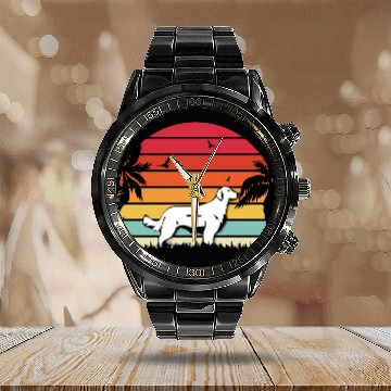 Discover golden retriever retro style retriever lover Calendar Steel Band Watch