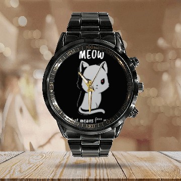 Discover Cat ( meow ) Calendar Steel Band Watch