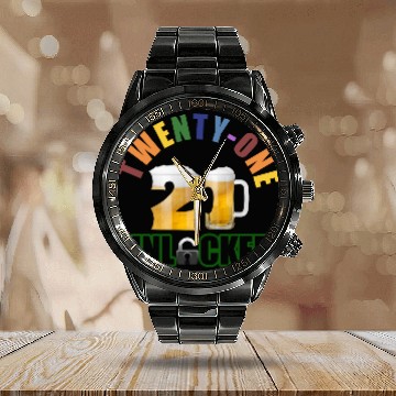 Discover 21 yo bday boy 1 Calendar Steel Band Watch