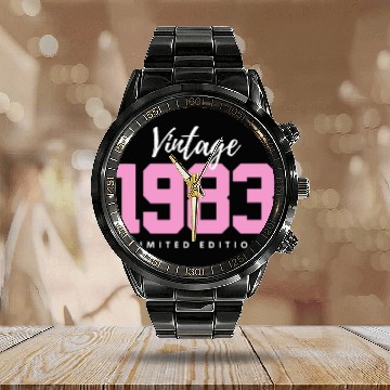 Discover 40 Years Vintage 1983 Retro 40th Birthday Calendar Steel Band Watch