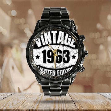 Discover 60 Years Vintage 1963 Retro 60th Birthday Calendar Steel Band Watch