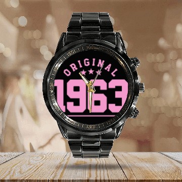 Discover 60 Years Vintage 1963 Retro 60th Birthday Calendar Steel Band Watch