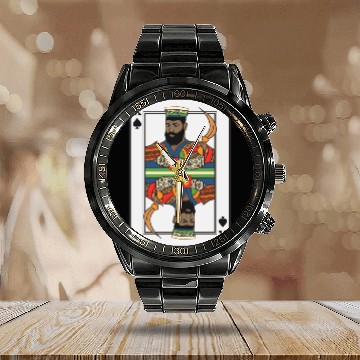 Discover King Spades African American Card Halloween Calendar Steel Band Watch