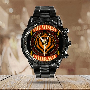 Discover wisdom lion typography Calendar Steel Band Watch design