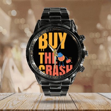 Discover BTC Buy The Crash Crypto Bitcoin Calendar Steel Band Watch