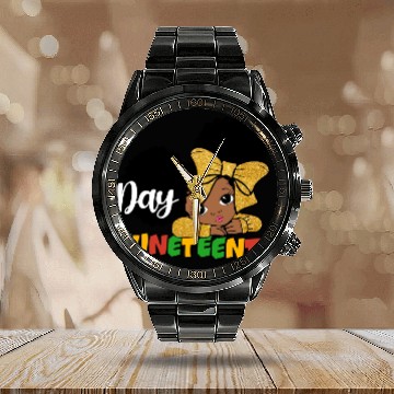 Discover Juneteenth Day Celebration Afro Girl Calendar Steel Band Watch