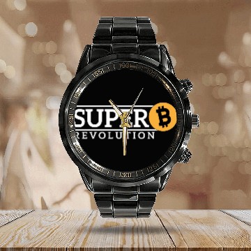 Discover Bitcoin cryptocurrency, Bitcoin BTC Calendar Steel Band Watch