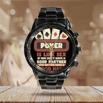 Discover Poker Casino Poker Player Gambling Roulette Calendar Steel Band Watch