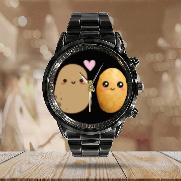 Discover I love you potato Calendar Steel Band Watch