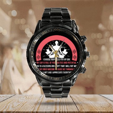 Discover Positive Affirmation Daily Motivation Buddha Mantr Calendar Steel Band Watch