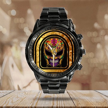Discover Dia De Los Muertos Calendar Steel Band Watch, Lucha Libre El Santo