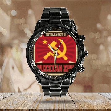 Discover Funny Russian Spy USSR Soviet Union Russia Hammer Calendar Steel Band Watch
