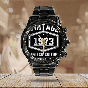 Discover 50 Years Vintage 1973 Retro 50th Birthday Calendar Steel Band Watch