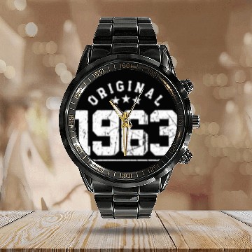 Discover 60 Years Vintage 1963 Retro 60th Birthday Calendar Steel Band Watch