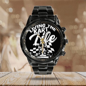 Discover Go Kart Racer Pit Crew Car Racing Karting Calendar Steel Band Watch